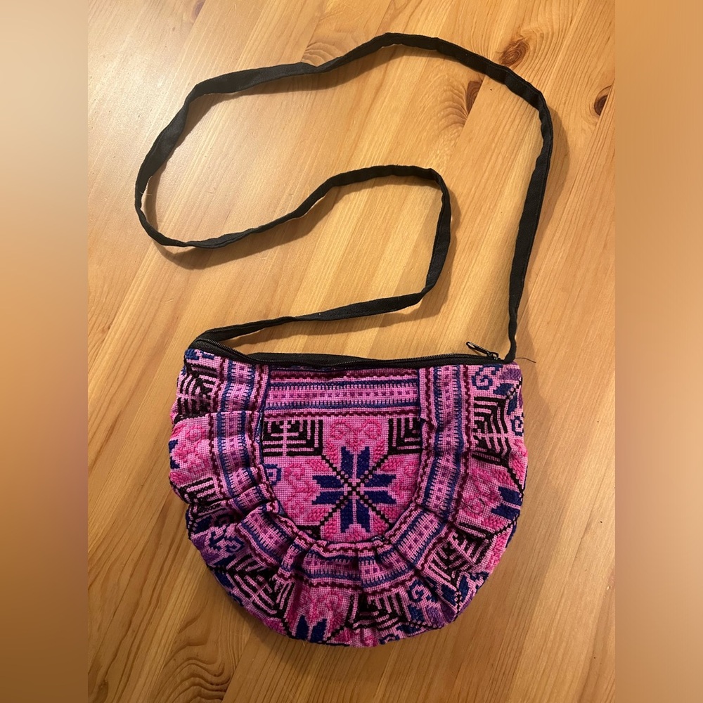 Bright pink (bohemian style soft material cross body purse
